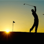 golf, golfed, sunset, sports, golfer, golf clubs, single hole flag, outdoor, man, nature, human, fitness, active, elegant