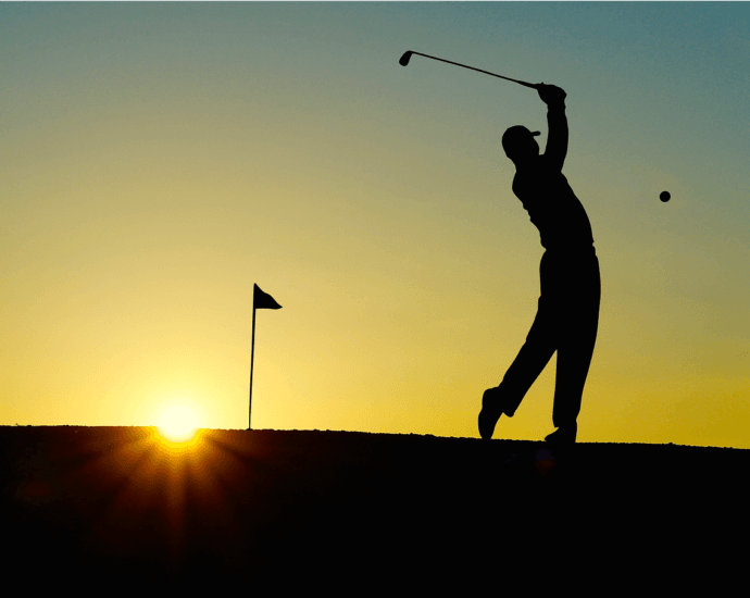 golf, golfed, sunset, sports, golfer, golf clubs, single hole flag, outdoor, man, nature, human, fitness, active, elegant