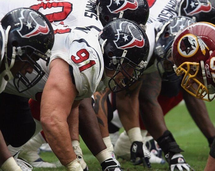 professional football, nfl, american football, linemen, muscular, large, sport, game, player, helmet, nature, competition, field, team, athlete, football helmet, grass, body, muscles, arms, pro, action, male, texas, texan, line of scrimmage